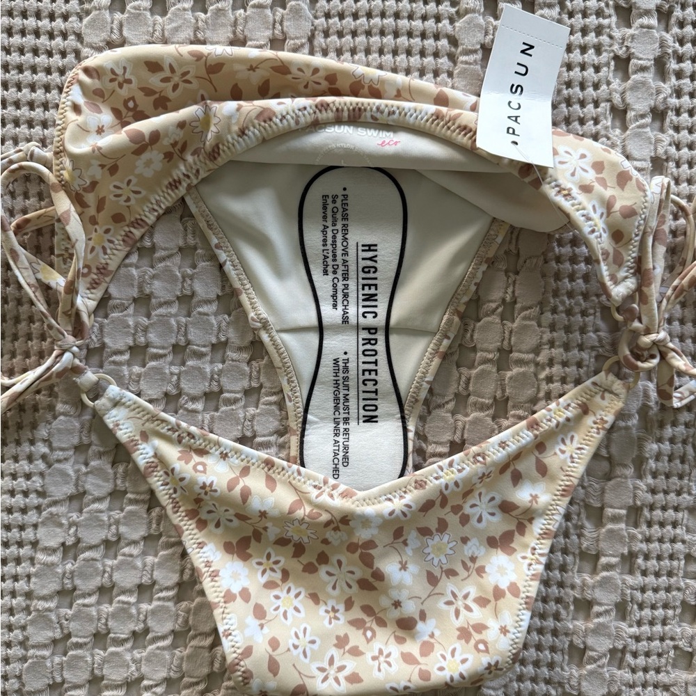 NEW PacSun Cream Side-Tie Floral Bikini Bottom Size L - Picture 6 of 6